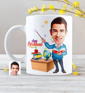 BK Gift Kişiye Özel Bay Öğretmen Karikatürlü Beyaz Kupa Bardak  4