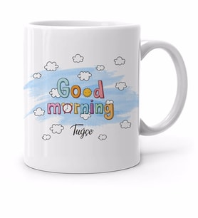 BK Gift Kişiye Özel Good Morning Tasarımlı Beyaz Kupa Bardak-2
