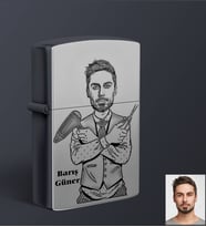 Kişiye Özel Berber Tasarımlı Karikatür Siyah Benzinli Çakmak Bay-1 (STD)