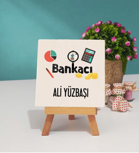 Bankacı Tasarımlı Kişiye Özel Hediye Bankacı Dekoratif Taş Baskı