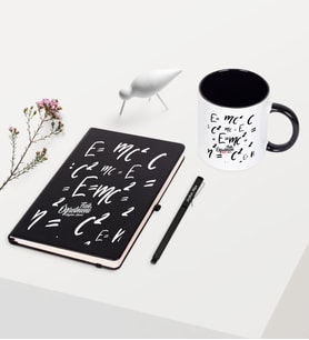 BK Gift Kişiye Özel Fizik Öğretmeni Temalı Siyah Defter Kalem Kupa Seti - 1