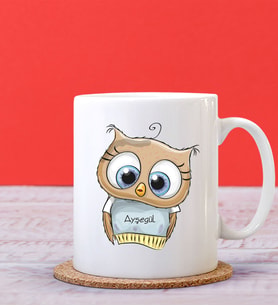 BK Gift Kişiye Özel Baykuş Tasarımlı Beyaz Kupa Bardak