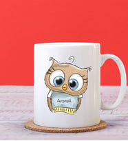 BK Gift Kişiye Özel Baykuş Tasarımlı Beyaz Kupa Bardak
