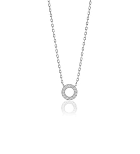 Söğütlü Silver Gümüş  rodyumlu üç boyutlu minimal O gümüş harf kolye