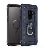 Samsung Galaxy S9 Plus Kılıf Yüzüklü Standlı Zırh Tank Vega Silikon Lacivert
