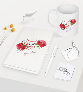 BK Gift Kişiye Özel Benim Güzel Annem Beyaz Defter Kalem Kupa Ayna Seti (Model 1)