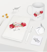BK Gift Kişiye Özel Benim Güzel Annem Beyaz Defter Kalem Kupa Ayna Seti (Model 1)