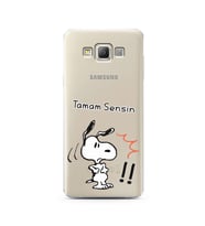 Snoopy Tasarımlı Süper Şeffaf Silikon Telefon Kılıfı Samsung A7 (2015)