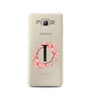 Pembe Çiçekli Harf Tasarım Süper Şeffaf Silikon Telefon Kılıfı Samsung A7 (2015)