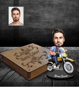 Kişiye Özel Erkek Karikatürlü Ahşap Biblo Kutulu Model-4