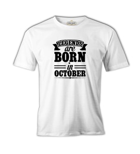 Legends Born on October - Date Beyaz Erkek Tshirt