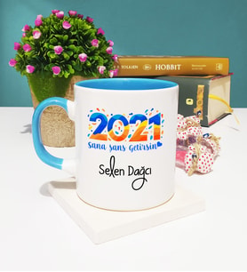 Sana Şans Getirsin 2021 Yılbaşı Hediyesi Kupa Bardak Mavi