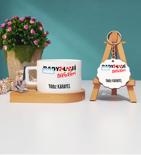 Radyoloji Teknikeri Ahşap Altlıklı Fincan ve Anahtarlık Seti