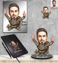 Kişiye Özel Asker Karikatürlü 5 li Hediye Seti Bay-2