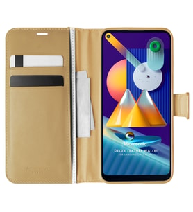Microsonic Samsung Galaxy M11 Kılıf Delux Leather Wallet Gold