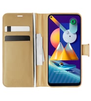 Microsonic Samsung Galaxy M11 Kılıf Delux Leather Wallet Gold