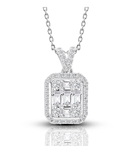 Modern Tasarım 0.50 Ct Baget Kare Tektaş Kolye