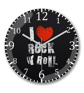 I Love Rock In Roll Duvar Saati Bombeli Gercek Cam
