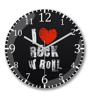 I Love Rock In Roll Duvar Saati Bombeli Gercek Cam