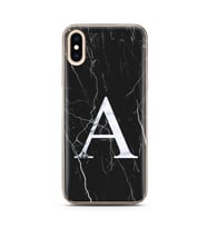 Iphone Xs Siyah Mermer Harf Tasarımlı Telefon Kılıfı A-Harfi 