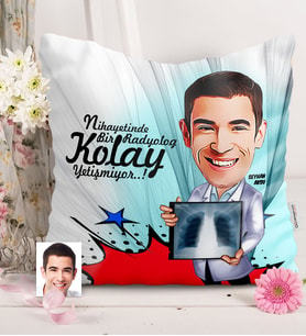 BK Gift Kişiye Özel Bay Radyoloji Uzmanı Karikatürlü  Yastık  1