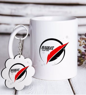 BK Gift Kişiye Özel Mesleki Avukat Beyaz Kupa ve Anahtarlık Hediye Seti-13 (Model 1)