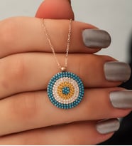 Papatya Silver 925 Ayar Firuze Taşlı Gümüş Nazar Kolye