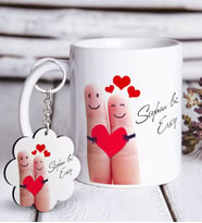 BK Gift Kişiye Özel Sevgililer Günü Beyaz Kupa ve Anahtarlık Hediye Seti-81 (Model 1)
