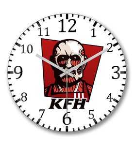 Kentucky Fried Human Attack Duvar Saati Bombeli Gercek Cam