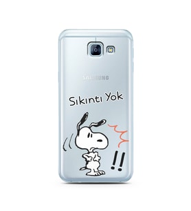 Snoopy Tasarımlı Süper Şeffaf Silikon Telefon Kılıfı Samsung A8 (2016)  