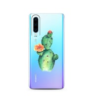 Kaktüs Tasarımlı Süper Şeffaf Silikon Telefon Kılıfı Huawei P30  