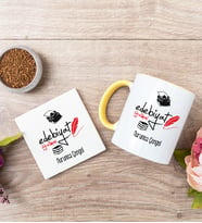 Edebiyat Öğretmeni Sarı Kupa Bardak Ve Bardak Altlığı Seti