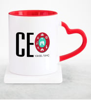 BK Gift Kişiye Özel Mesleki Ceo Kırmızı Kalpli Kupa Bardak  2