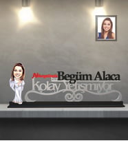 Kişiye Özel Bayan Karikatürlü Kolay Yetişmiyor Ahşap Biblo Model-5
