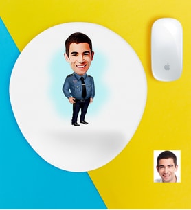 BK Gift Kişiye Özel Bay Polis Karikatürlü Bilek Destekli Mouse Pad-3 (Beyaz)