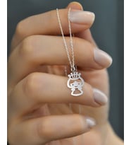 Papatya Silver 925 Ayar Gümüş Prenses Kadın Kolye (Gümüş)