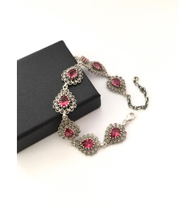GÜMÜŞ PEMBE KUVARS OTANTİK BİLEKLİK