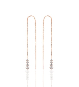 Söğütlü Silver Gümüş  rose Işıltılı Gümüş Zincir Küpe