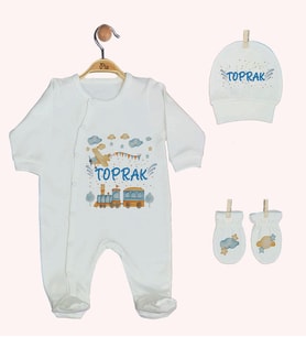 Pia Baby Gl 1944-01 İsme Özel Üçlü Tulum Set