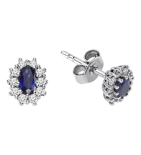 Sirius Pırlanta ve Oval Safir Taşlı Anturaj Küpe 0704E0094