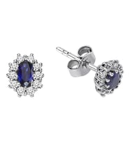 Sirius Pırlanta ve Oval Safir Taşlı Anturaj Küpe 0704E0094