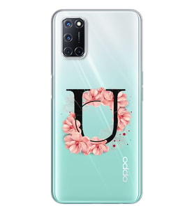 Pembe Çiçekli Harf Tasarım Süper Şeffaf Silikon Telefon Kılıfı Oppo A52-A72 U-Ha
