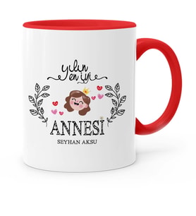 BK Gift Kişiye Özel Yılın En İyi Annesi Kırmızı Kupa Bardak  2
