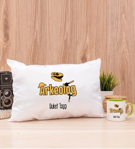 Arkeolog Dikdörtgen Yastık ve Yeşil Kupa Bardak