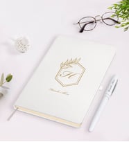 BK Gift Kişiye Özel Baş Harf İsim Tasarımlı Beyaz Defter Kalem Seti-6