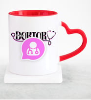 BK Gift Kişiye Özel Mesleki Doktor Kırmızı Kalpli Kupa Bardak  12