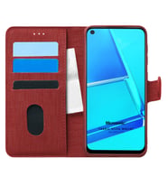 Microsonic Oppo A72 Kılıf Fabric Book Wallet Kırmızı