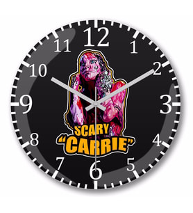 Scary Carrie  Duvar Saati Bombeli Gercek Cam