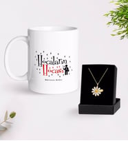 BK Gift Kişiye Özel Hocaların Hocası Beyaz Kupa ve Papatya Kolye Hediye Seti-1 (Model 1)