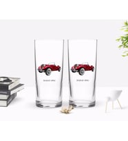 BK Gift Kişiye Özel Renkli Baskılı Retro Otomobil Tasarımlı İkili Rakı Bardağı Seti-4 (Beyaz)